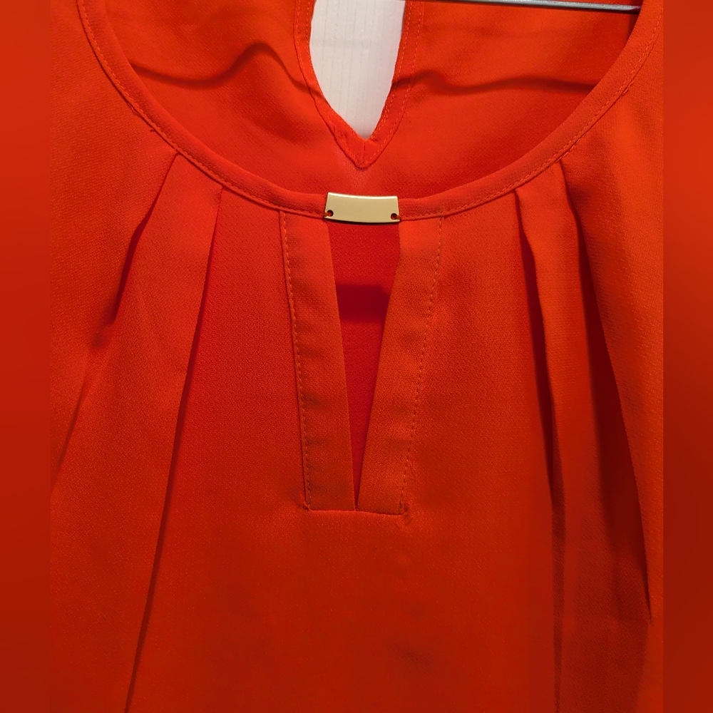 Skies Are Blue Stitch Fix Satin Orange Polyester Blouse Top Sz Small *GUC - Picture 3 of 13